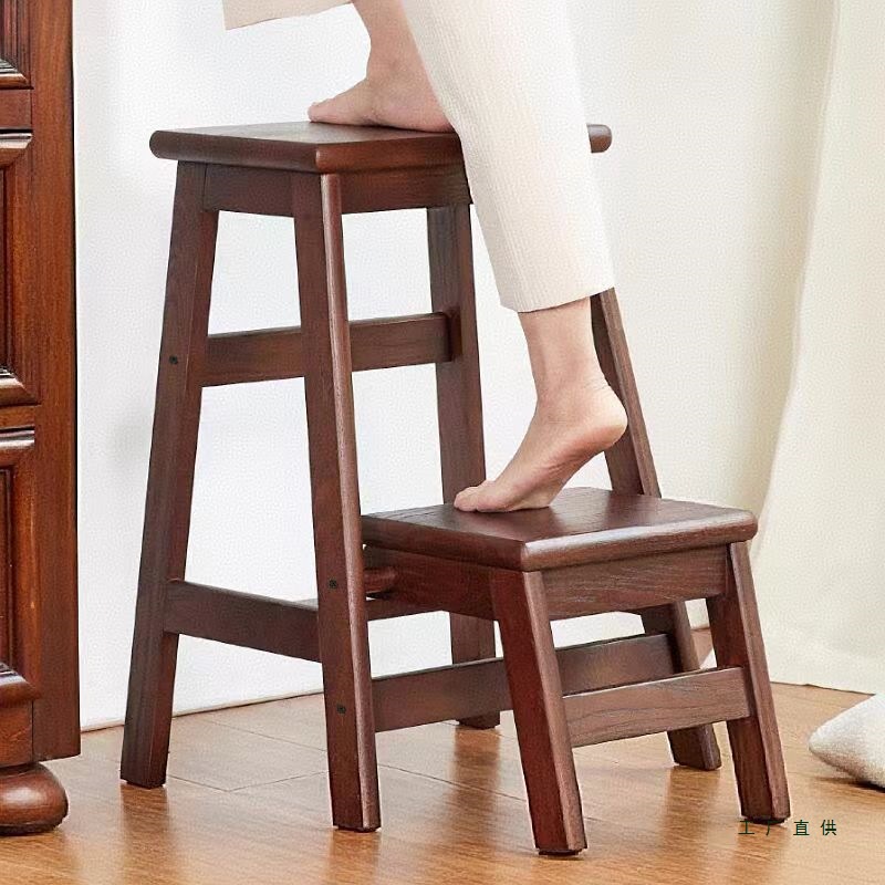 Huxiaotao Solid Wood Household Ladder Stool Folding Ladder Herringbone Ladder Thickened Ladder Chair Stool Dual-Purpose Climbing Stair Small Ladder