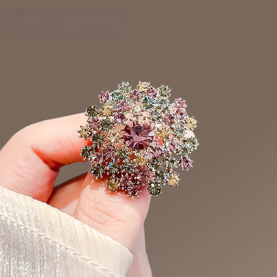 Spilla vintage con motivo a dente di leone colorato e diamanti, nuova ed elegante, lussuosa, accessorio per cappotto da donna_voghion.com