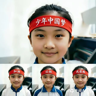 啦啦队表演儿童红色发带中国头饰弹力头带足球学生篮球幼儿园助威