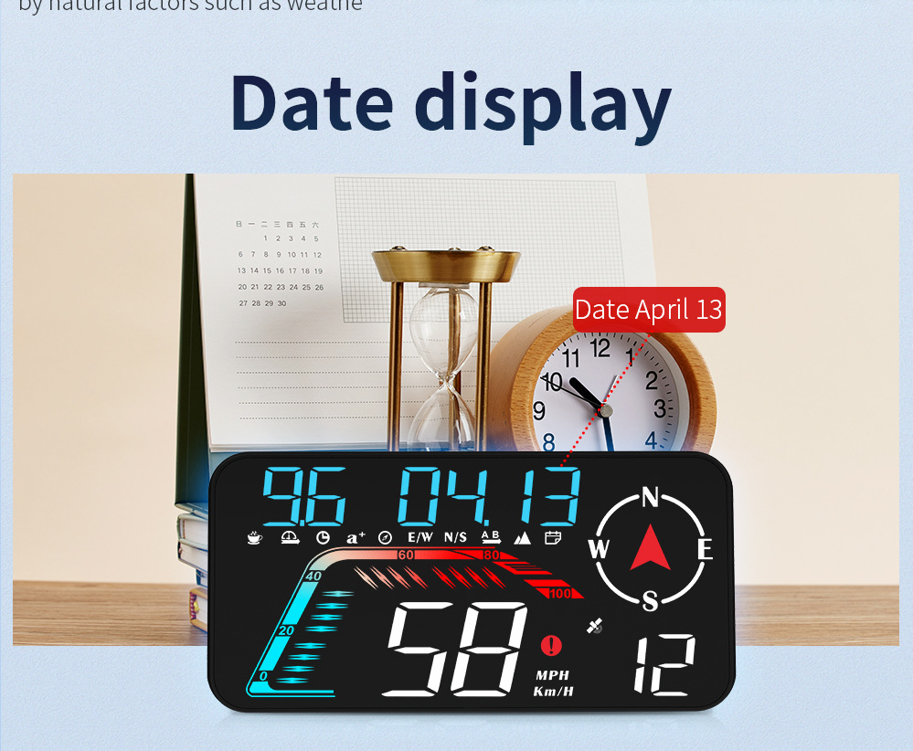 Universal Car HUD Head-Up Display, Beidou GPS Car Driving Direction and Time Display, New Cross-Border Model
