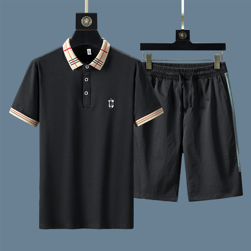 Traje deportivo delgado de verano para hombre 2025 verano nuevo estilo camisa POLO de manga corta pantalones cortos sueltos traje casual de algodón