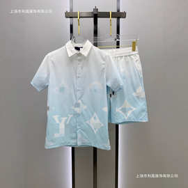 2026新款跨境高品质轻奢潮牌短袖开衫短裤套装翻领欧美时尚百T恤
