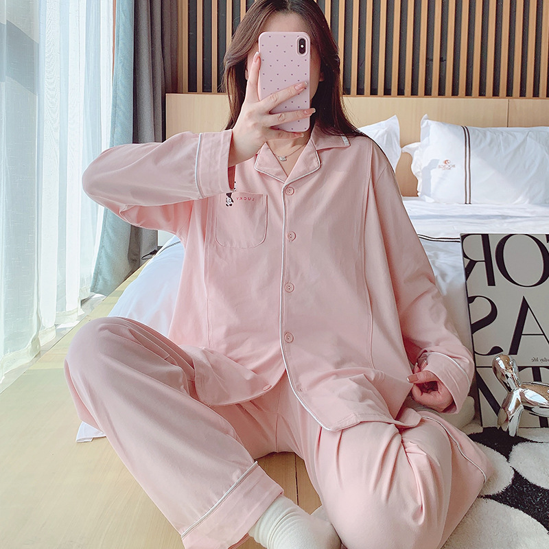 Cool Cotton Stretch Moon Clothing Pregnant Women's Pre-and Post-delivery Lactation Clothes for Nursing Cartoon Simple Style Pajamas for Four Seasons suit