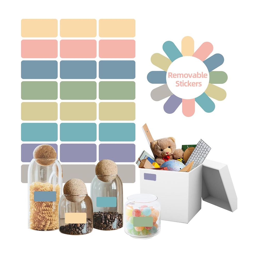 莫兰迪可移除易书写标签贴纸丰富数量防水防酒精适配各类收纳批发