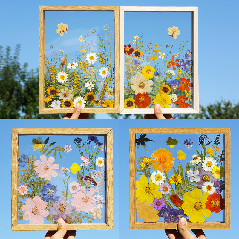 Double-sided embossed photo frame acrylic transparent glass handmade diy material dried flower plant leaves specimen painting photo frame