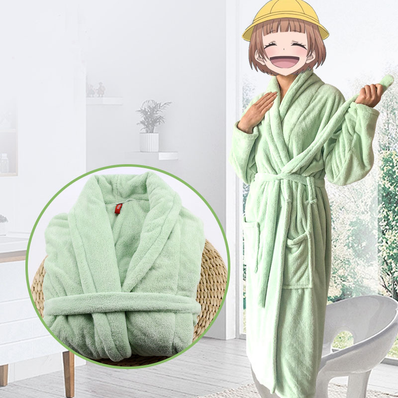 Coralline Plush Robe Wholesale Warm Thicken Unisex Sleepwear Beauty Salon Hotel Robe Embroidery Custom Logo