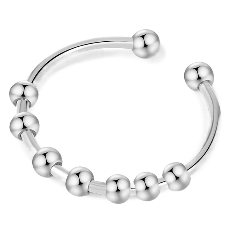 Stainless Steel Adjustable Pressure Ring DIY Beads Rotatable Decompression Ring Amazon fidget ring