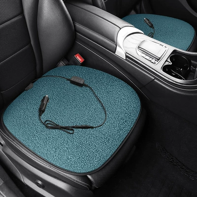 Multi-function pad — Car Cushion - teddy-velvet-12v-cigarette-lighter-square-cushion-sapphire-blue-double-seat