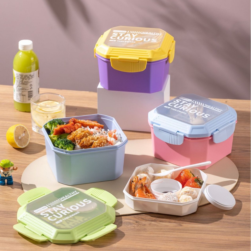 Juego de loncheras portátiles para estudiantes de paja de trigo de estilo japonés