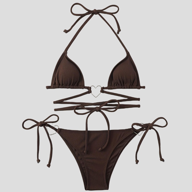 2023 nuevo bikini sexy color sólido traje de baño europeo y americano moda damas split traje de baño bikini al por mayor