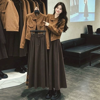 一整套女款秋新款高级感夹克外套半身裙酷飒显瘦轻熟通勤两件套装
