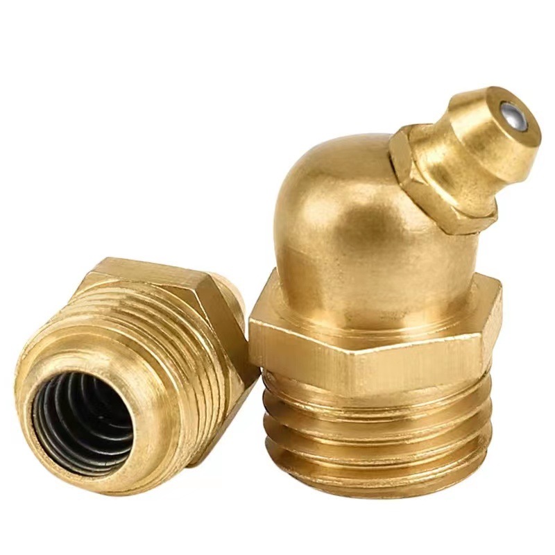 国标GB1152黄铜弯油嘴黄油嘴90度弯油嘴45度油枪嘴农机用弯油嘴