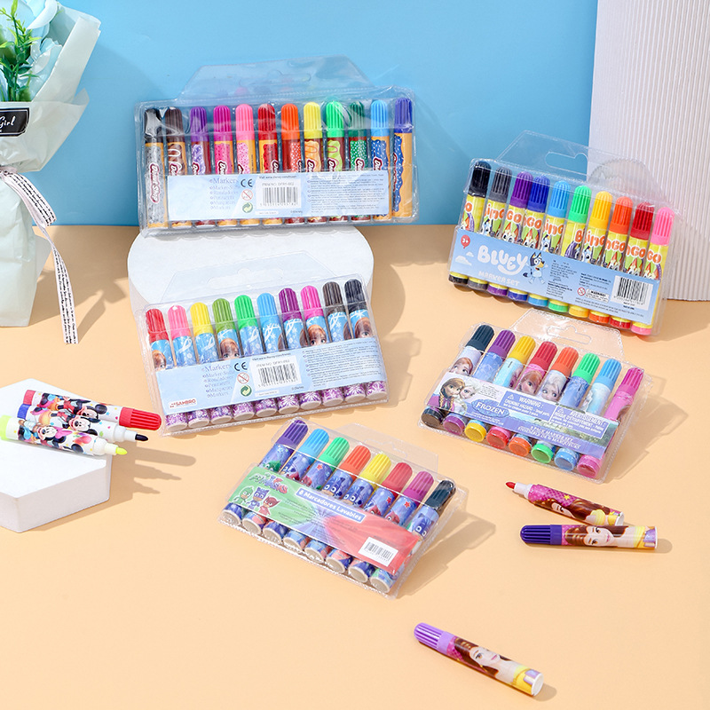 Cartoon Film Children's Watercolor Pen Bag Washable Kindergarten12-color Paintbrush36-color Set Primary School Students Art Supplies