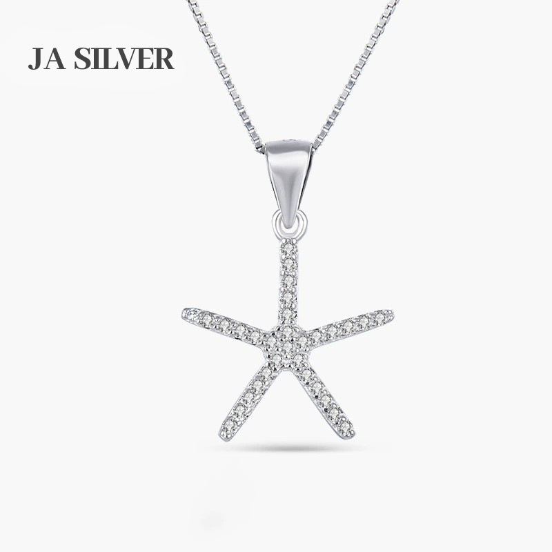S925 plata esterlina con diamantes colgante de estrella de mar femenina minimalista nicho de moda sensación de diseño ligero colgante de lujo suministro transfronterizo al por mayor