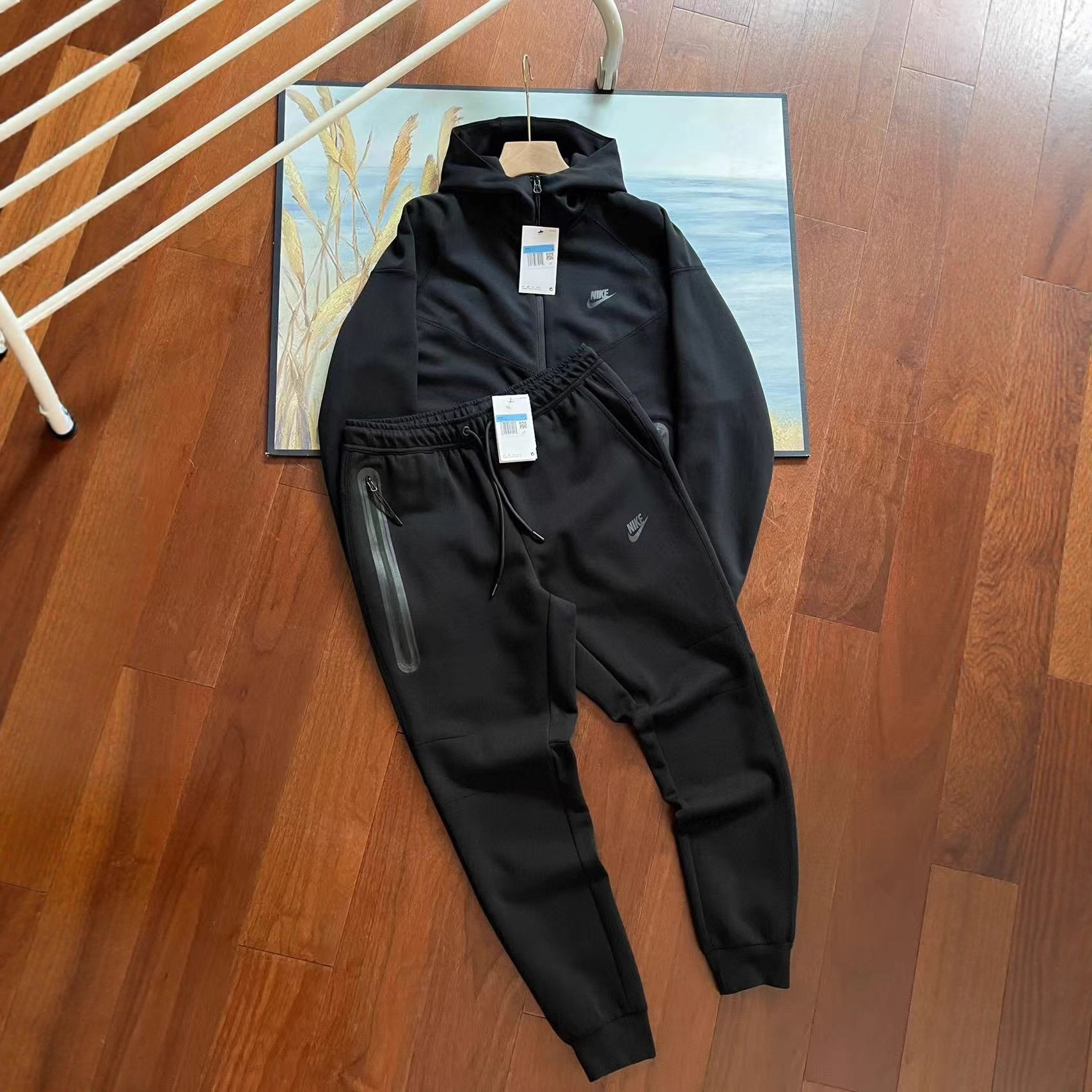 Cross-Border Tech Fleece Men's Hooded Air Layer Knitted Casual Sports Jacket Suit, Same Style for Men and Women