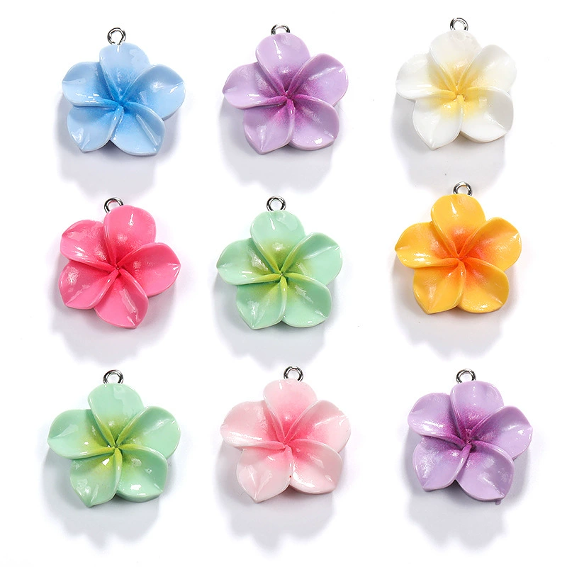 9 цветов 28*24 мм модные аксессуары для DIY украшений из смолы, подвеска в виде цветка франжипани с пятью лепестками, горячая распродажа на международном рынке