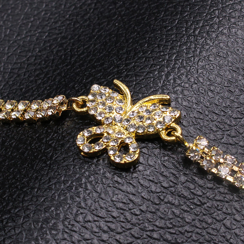 Europa y los Estados Unidos explotaron la personalidad creativa de mariposa joyería de playa para mujeres simple doble fila de joyería de pie de diamante lote spot