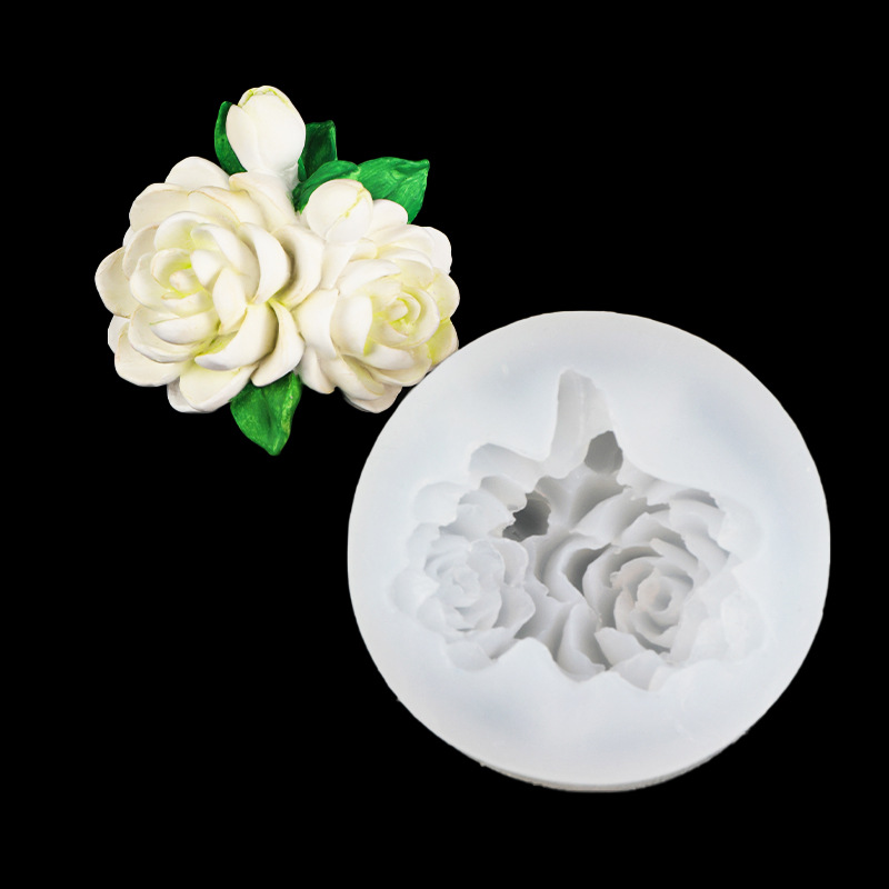 Gardenia epoxi decoración molde de silicona coche aromaterapia yeso decoración molde hecho a mano fondant chocolate para hornear