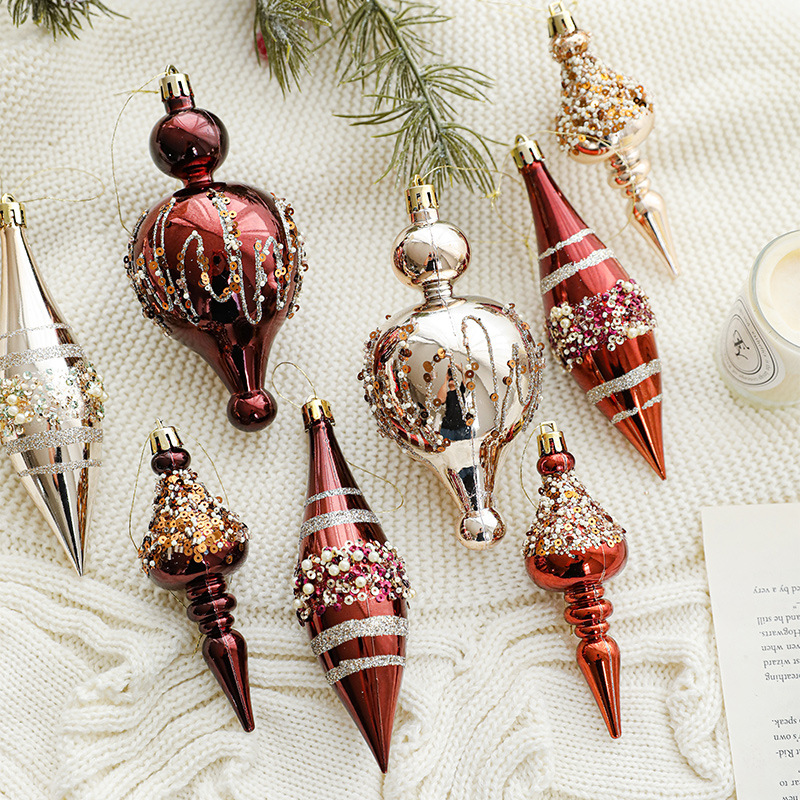 Nuevos productos de alta calidad colgante de Navidad caja de brillo de champagne curry tornillo de decoración colgante de árbol de Navidad colgante