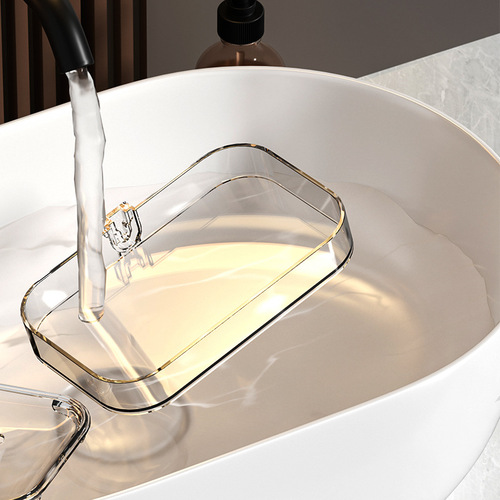 Soap Box Wall Mount Drain Double Layer Storage Rack PET No Drilling Bathroom Shower Soap Box