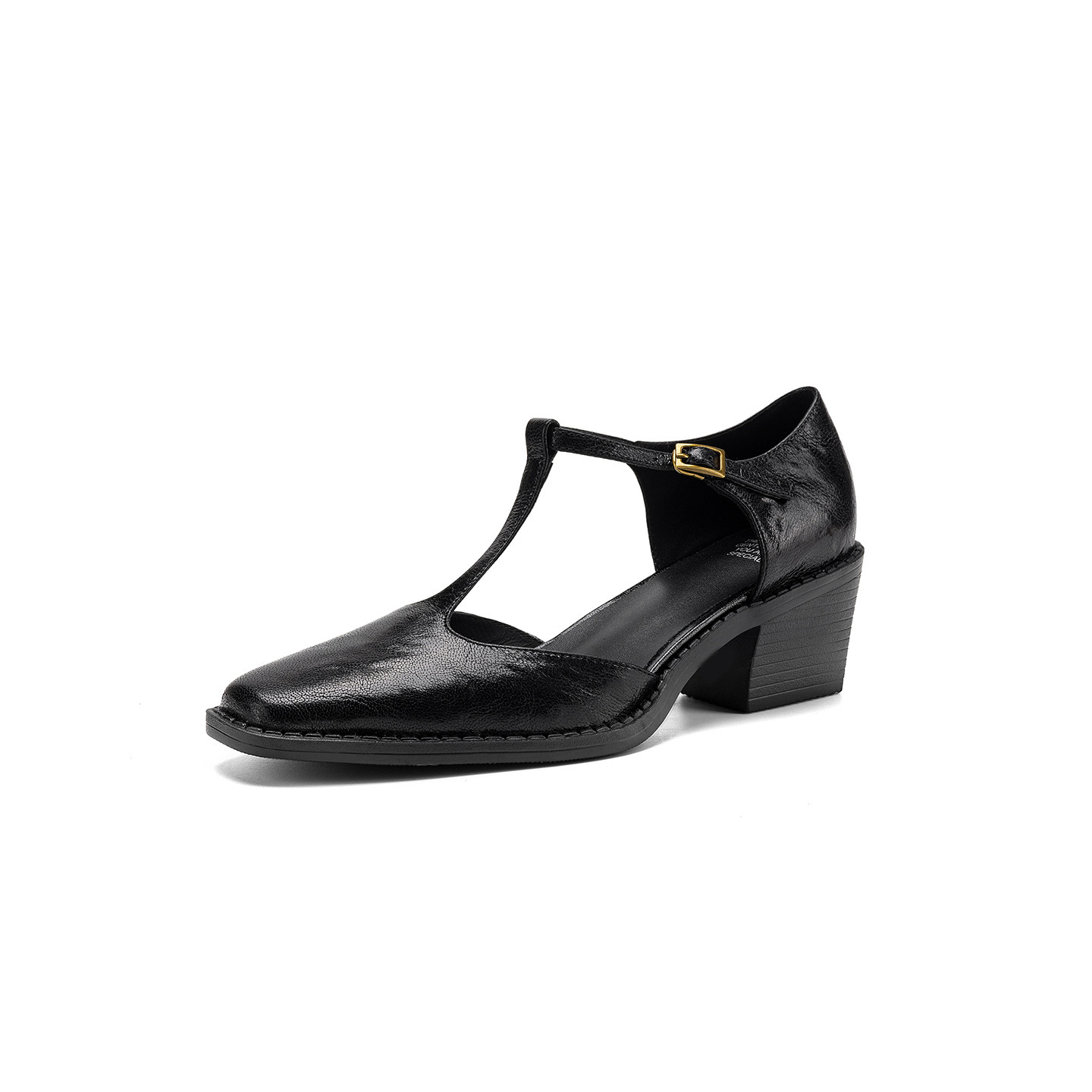 Sandal nữ quai ngang chữ T mũi nhọn gót vuông phong cách Anh retro — màu nâu chi tiết 24