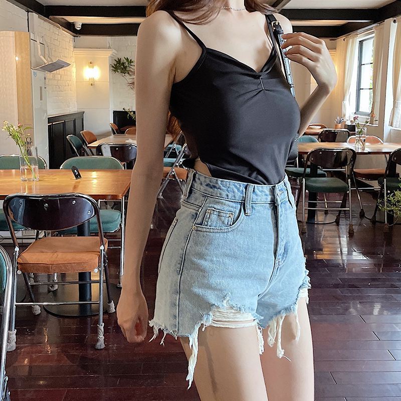 牛仔短裤女2025新款夏季薄款破洞阔腿裤子ins超火高腰a字辣妹热裤