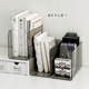 3 transparent black bookend racks