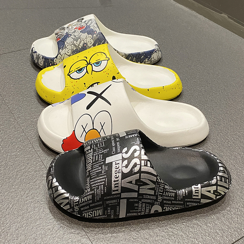 EVA芝麻街軟底麵包拖鞋女夏季外穿防滑厚底踩屎感情侶浴室宿舍涼