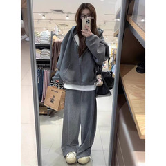2729# 宽松休闲秋冬季新款黑色外穿上衣慵懒加厚加绒卫衣女外套