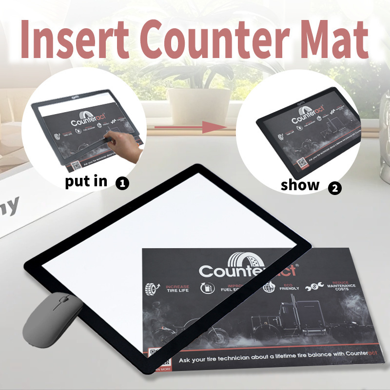 Factory customized insertable countertop display mat, photo frame mouse pad, card-insertable rubber soft mat for counter display Factory customized insertable countertop display mat, photo frame mouse pad, card-insertable rubber soft mat for counter display