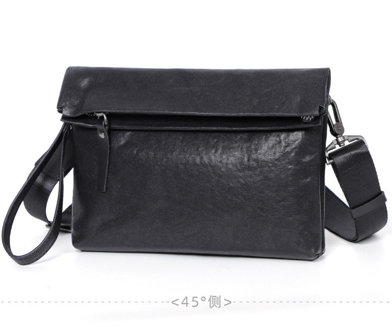 Túi đeo chéo nam da bò thuộc da thật kiểu thể thao, túi cầm tay nhỏ gọn 29×11×17 cm — Màu đen chi tiết 14