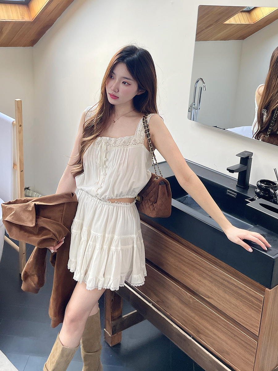 "夏日初恋"棉巴厘纱 花边小衫短裙/芭蕾风吊带/连衣裙