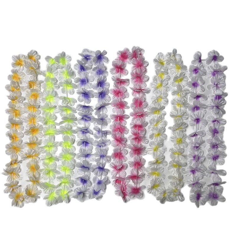 Fabricantes transfronterizos 24 pétalos de 6 cm coronas de flores de color nuevos productos festivos hawaianos de poliéster multicolor coronas de flores