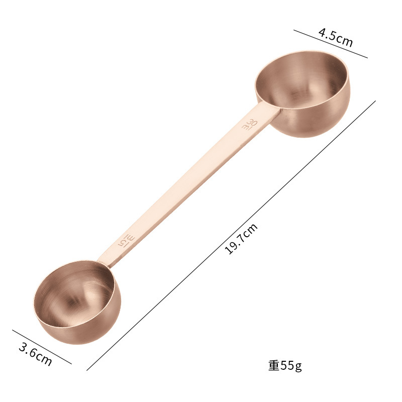 Fabricante de origen Cuchara medidora de doble cabezal de acero inoxidable 304 30ml Herramientas para hornear en el hogar Cuchara medidora de café en polvo Cuchara de condimento