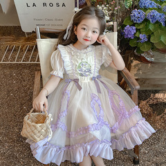 女童洛麗塔連衣裙2024新款洋氣女寶寶夏季網紗裙子夏裝兒童公主裙