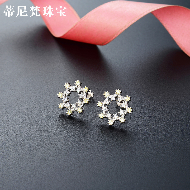 Octagonal mangstar accesorios elegantes estilo japonés y coreano s925 pendientes de circón de plata niñas populares joyas pendientes de diamantes