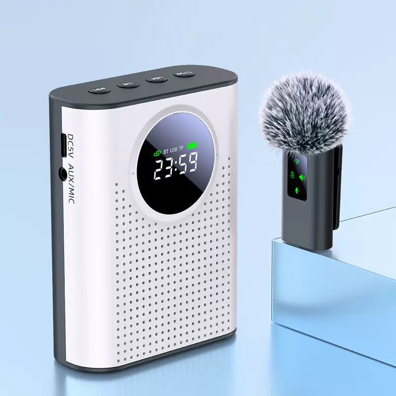 小蜜蜂扩音器无线教师领夹话筒导游会议导购专用真无啸叫喇叭新品