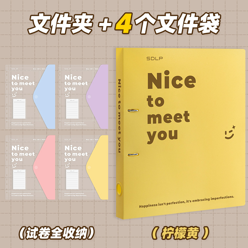 [세트] 폴더-레몬옐로우+파일가방 4개