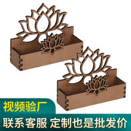 跨境新品木质莲花工艺名片盒制片头办公室卡片留言夹摆件底座雕块