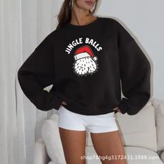 ヨーロッパとアメリカの女性の大きいサイズの秋と冬の新しいクリスマススウェットシャツお祝いラウンドネックヨーロッパとアメリカのサンタクロースプリント女性用