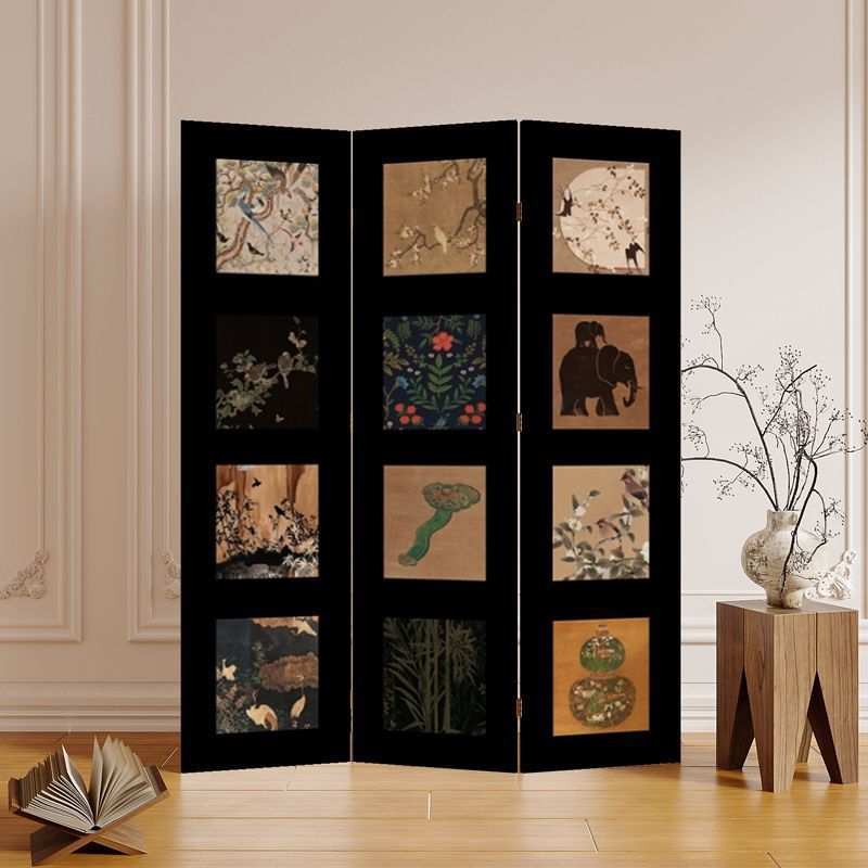 French-Style Vintage Screen Partition for Living Room, Dining Room, Bedroom, Entrance, Foldable and Movable Retro Decorative Folding Screen