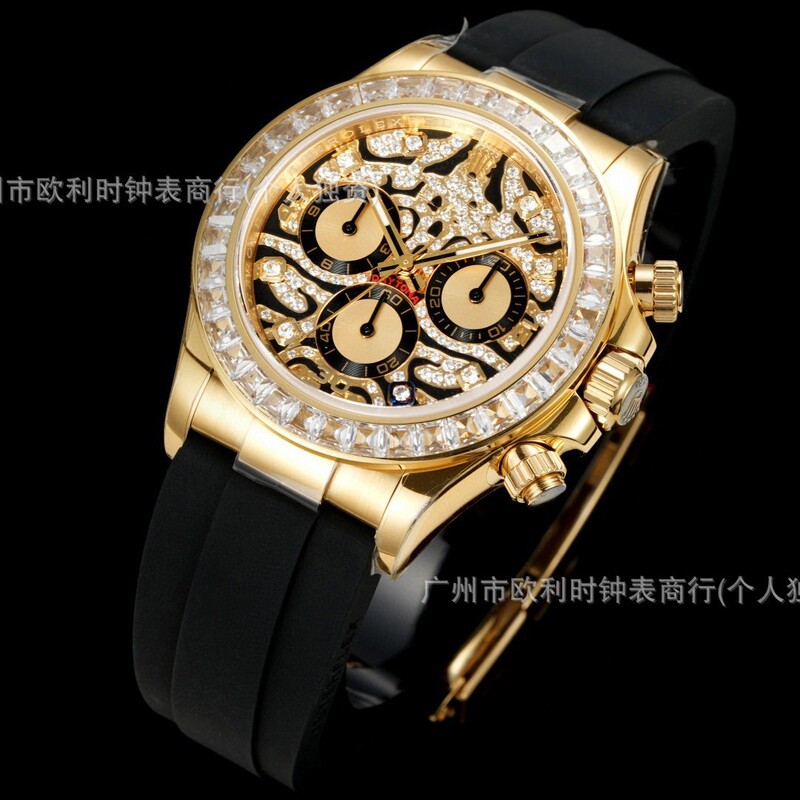 High Quality Tiger Diditona Watch Men's Panda Tiger Pattern Multifunctional Chronograph Mechanical Watch