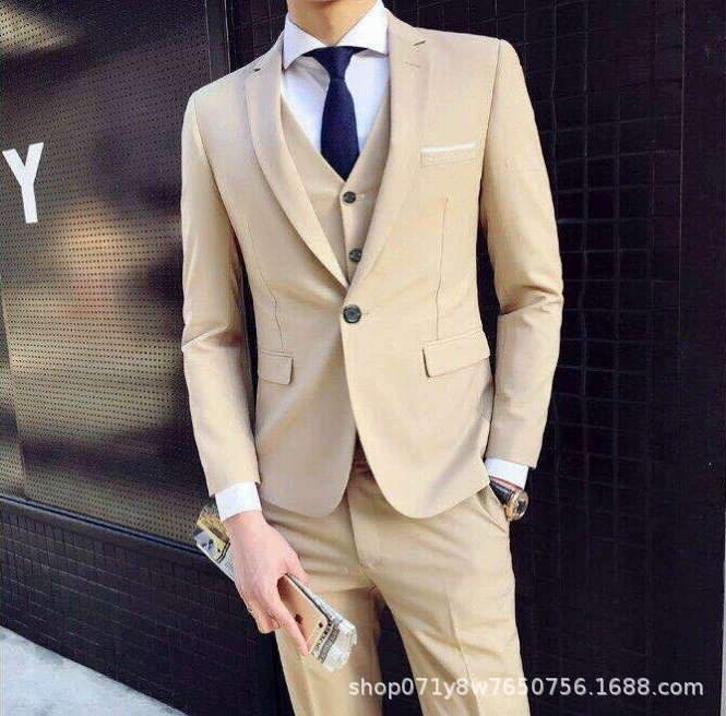 Мужской комплект, классический жакет костюма, легкое и тонкое платье, Slim fit, корейский стиль