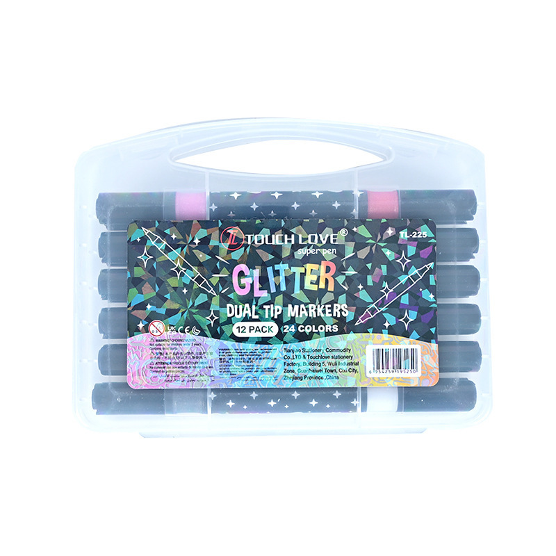 新しい 2 色のグリッターペンマーカーペン子供用手描き 2 色のブラシ太いソフトヘッド非退色真珠光沢のある光沢のあるペン|undefined