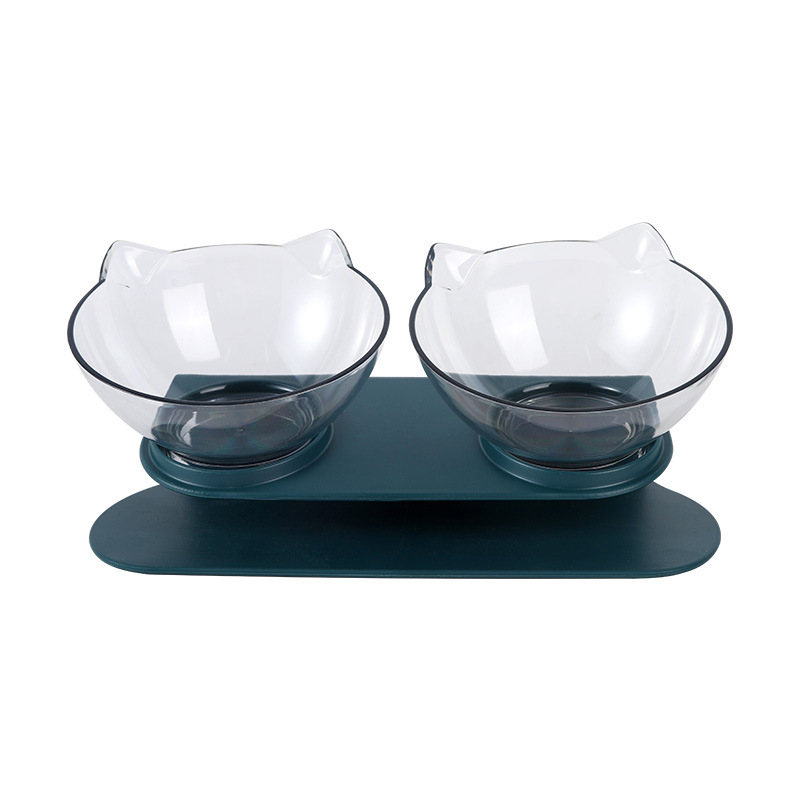 En stock venta al por mayor Internet celebridad ajustable protección del cuello gato tazón doble tazón inclinación transparente gato cara gato tazón mascota gato tazón