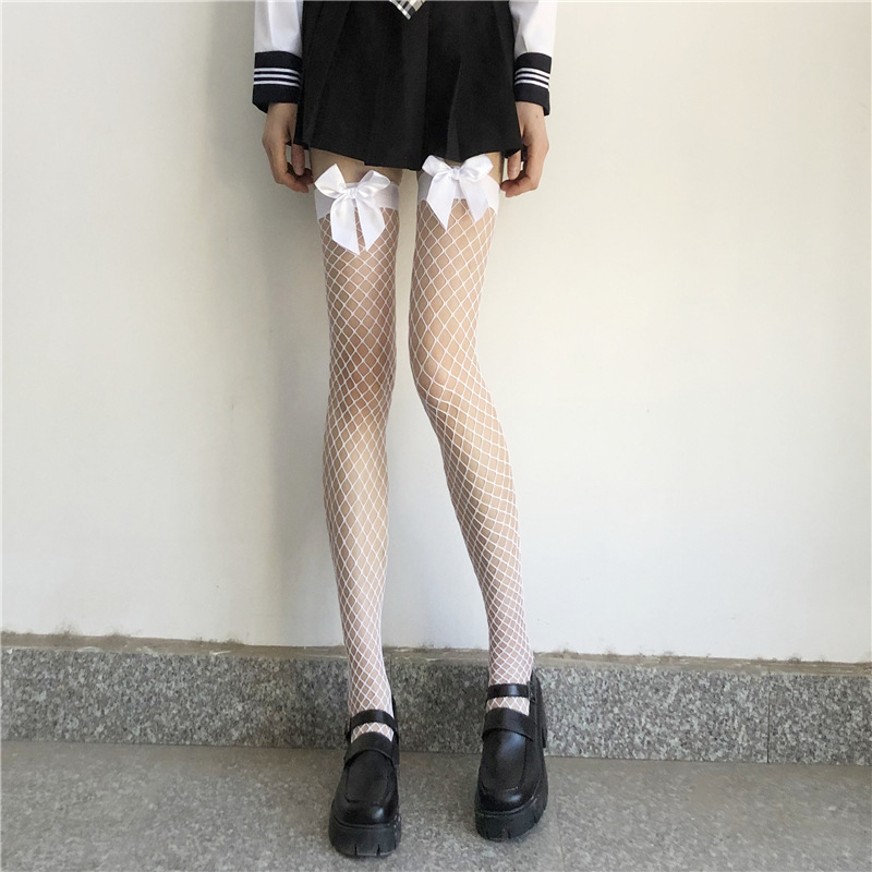 Sr 膝上黒ストッキングセクシーな黒ストッキング夏薄い膝上レース網タイツ黒ミドル丈ハーフセクシー|undefined
