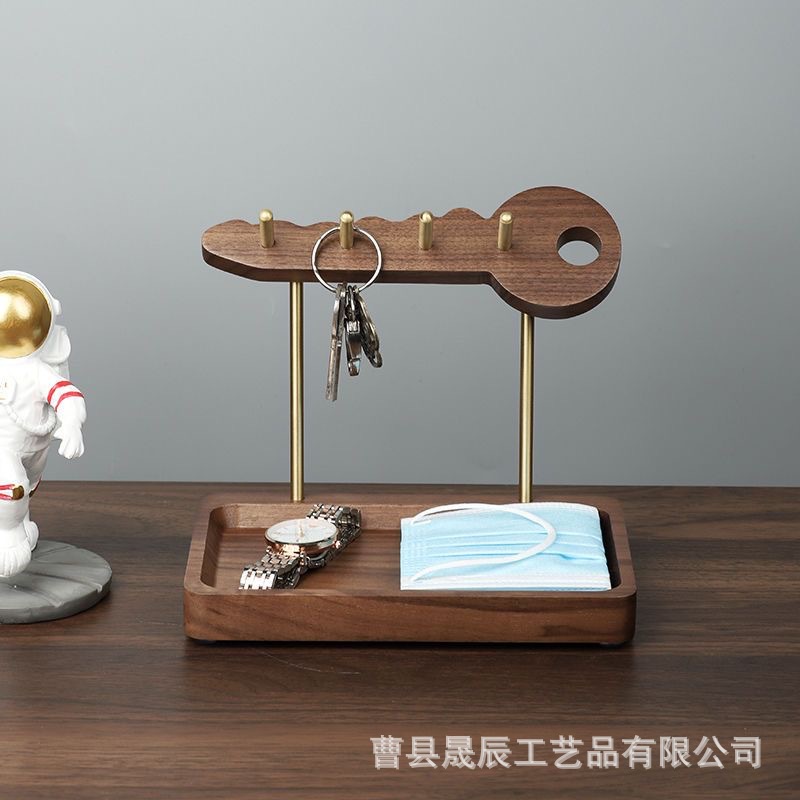Organizador de Llaves para Entrada, Caja de Almacenamiento para Artículos Diversos de Escritorio, Exhibidor de Joyería de Madera Maciza