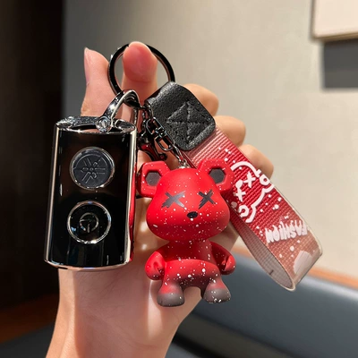 Suitable for Yamaha Car key bag - yamaha-a-remote-control-single-shell-black-red-violent-bear-pendant