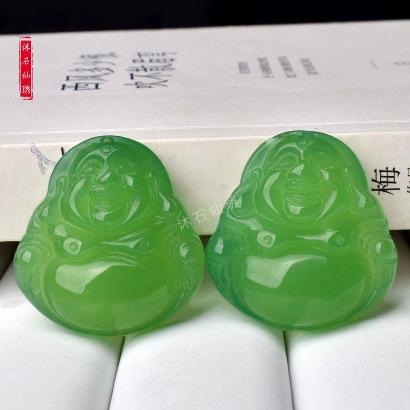 Зеленый халцедоновый кулон Будды Майтрейя Будда Нефритовый зеленый кулон (Агентство по закупкам).
