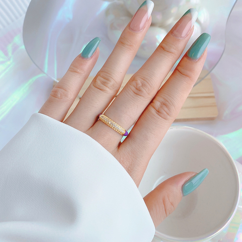 Fashion Geometric Sterling Silver Inlay Zircon Open Ring 1 Piece